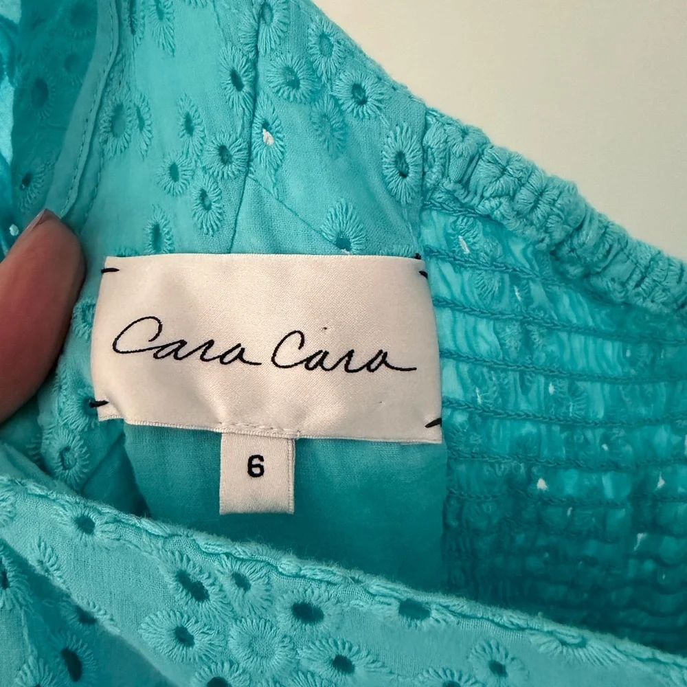 Cara Cara Turquoise Eyelet Midi Dress - Picture 3 of 5